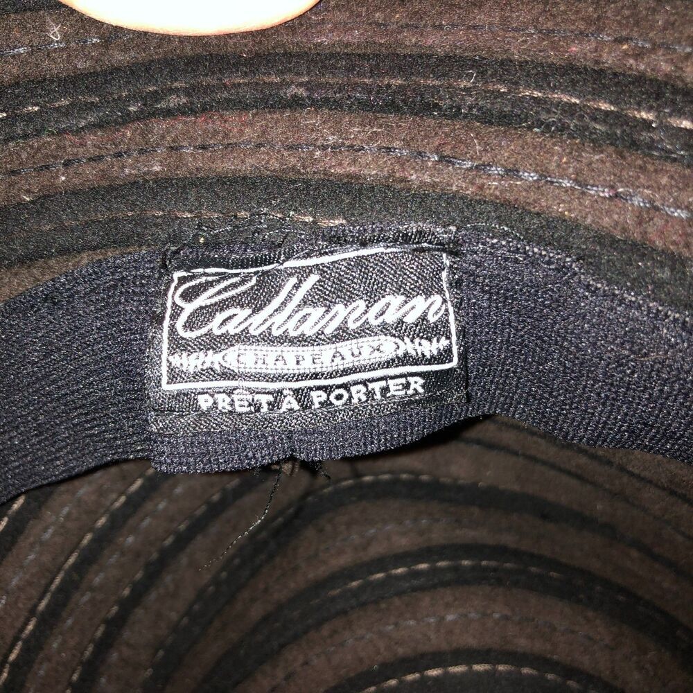 Vintage Callanan Chapeaux Pret a Porter Wool Blend Floppy Bucket Hat Black Brown - Picture 6 of 8